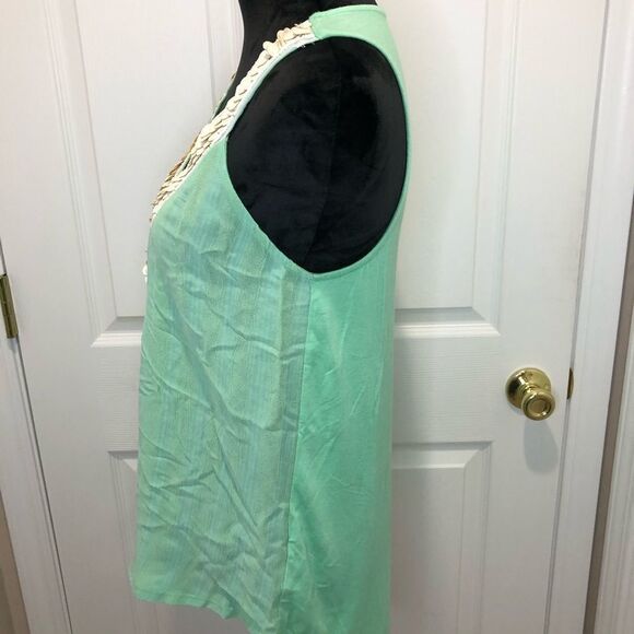 Liv Los Angeles mint green beaded tank blouse - Picture 6 of 10